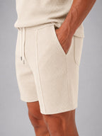 Ashley | Men's Zip Polo Shirt and Shorts Set, Relaxed Two-Piece Set | Everlasting Boutique | Grey