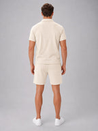 Ashley | Men's Zip Polo Shirt and Shorts Set, Relaxed Two-Piece Set | Everlasting Boutique | Blue