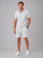 Ashley | Men's Zip Polo Shirt and Shorts Set, Relaxed Two-Piece Set | Everlasting Boutique