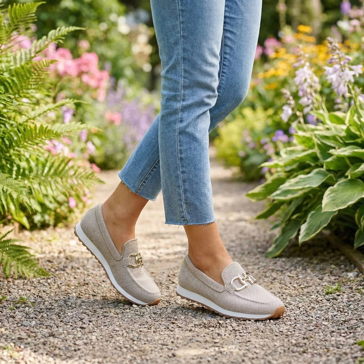 Aubrey | Women's Slip-On Loafer Sneakers, Woven Hybrid Trainers | Animated Apparel | White
