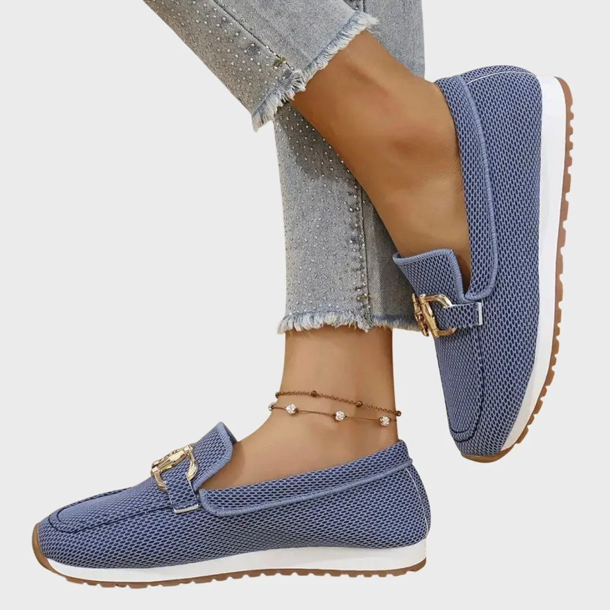Aubrey | Women's Slip-On Loafer Sneakers, Woven Hybrid Trainers | Animated Apparel