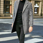 August | Men's Tailored Wool-Blend Coat with Single-Breasted Fastening, Elegant Winter Coat | Everlasting Boutique | Black