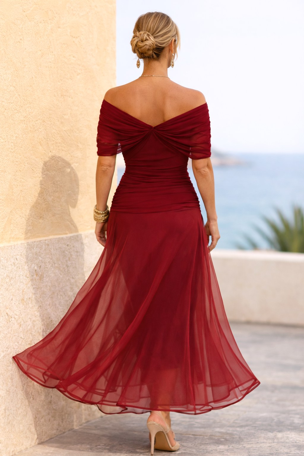 Aurelie | Women's V-Neck Chiffon Maxi Dress, Flowing Autumn Maxi Dress | Everlasting Boutique
