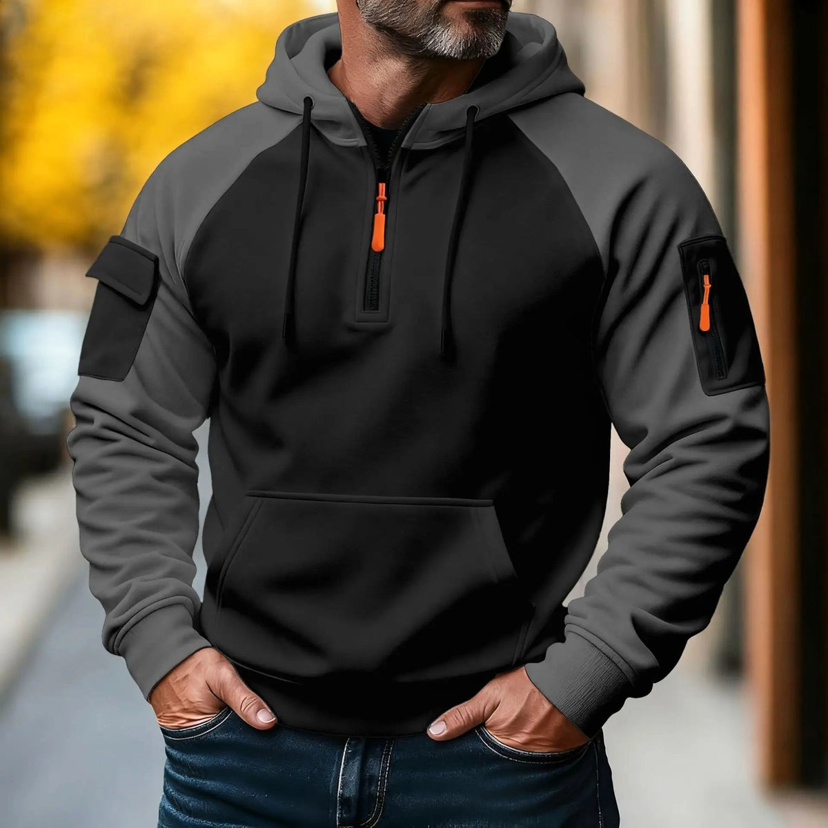 Bastian | Men's Jumper with Zip, Sporty Knit Jumper | Everlasting Boutique | Black