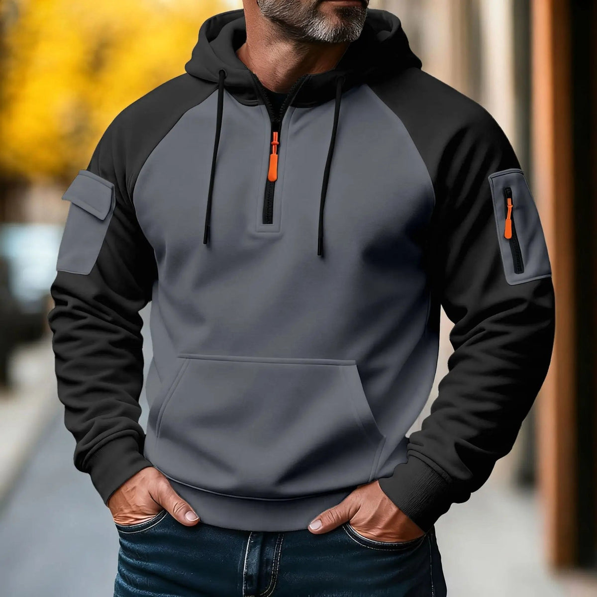 Bastian | Men's Jumper with Zip, Sporty Knit Jumper | Everlasting Boutique | Black