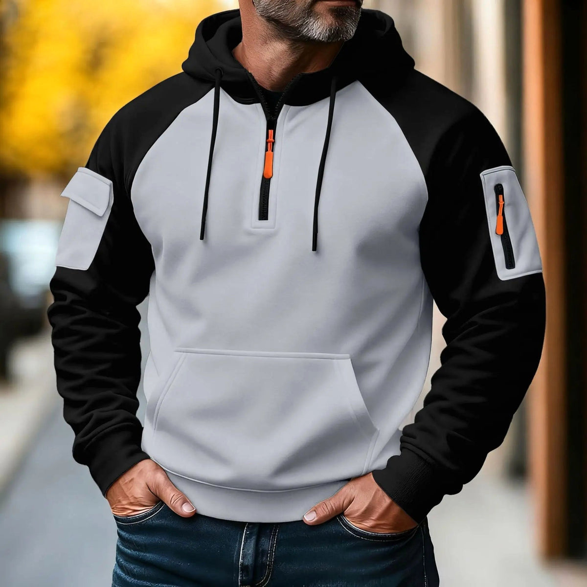 Bastian | Men's Jumper with Zip, Sporty Knit Jumper | Everlasting Boutique | Black
