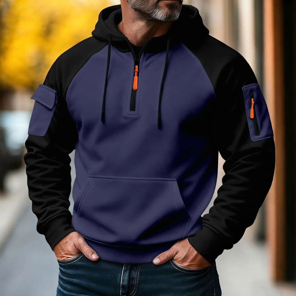 Bastian | Men's Jumper with Zip, Sporty Knit Jumper | Everlasting Boutique | Black