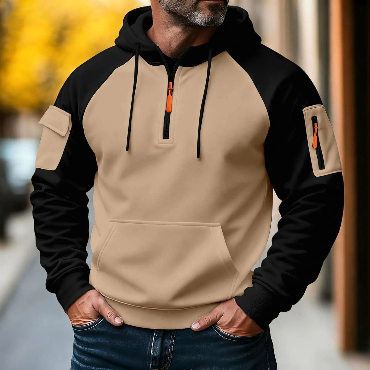 Bastian | Men's Jumper with Zip, Sporty Knit Jumper | Everlasting Boutique | Black