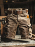 Benedict | Men's Vintage Cargo Shorts, Relaxed-Fit Utility Shorts | Everlasting Boutique | Black