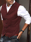 Benedikt | Men's Wool-Blend Waistcoat, Classic Knit Waistcoat | Everlasting Boutique | Bordeaux Red