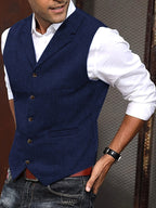 Benedikt | Men's Wool-Blend Waistcoat, Classic Knit Waistcoat | Everlasting Boutique | Black
