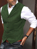 Benedikt | Men's Wool-Blend Waistcoat, Classic Knit Waistcoat | Everlasting Boutique | Bordeaux Red