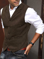 Benedikt | Men's Wool-Blend Waistcoat, Classic Knit Waistcoat | Everlasting Boutique | Bordeaux Red
