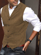 Benedikt | Men's Wool-Blend Waistcoat, Classic Knit Waistcoat | Everlasting Boutique | Black