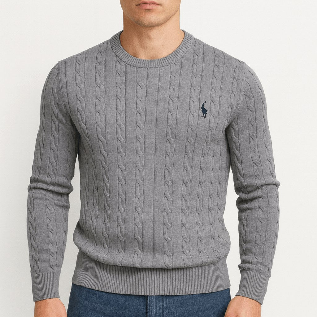 Benjamin | Men's Cable-Knit Jumper, Classic Textured Crew Neck Jumper | Everlasting Boutique
