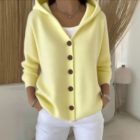 Berenice | Women's Long Sleeve Hooded Cardigan, A-Line Knit Cardigan | Everlasting Boutique | Pink
