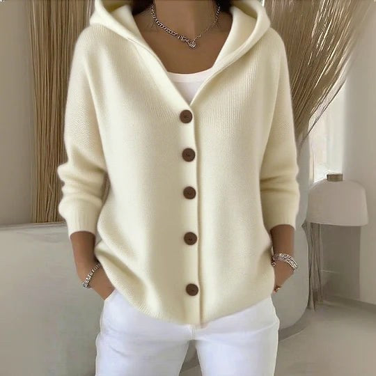 Berenice | Women's Long Sleeve Hooded Cardigan, A-Line Knit Cardigan | Everlasting Boutique | Green