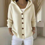 Berenice | Women's Long Sleeve Hooded Cardigan, A-Line Knit Cardigan | Everlasting Boutique | Green
