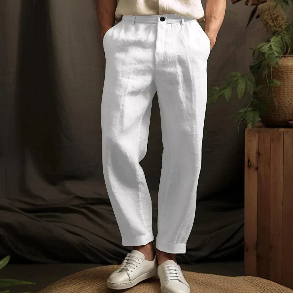 Bernhard | Men's Linen Trousers, Relaxed Cut, Casual Trousers | Everlasting Boutique | Beige