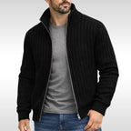 Brandon | Men's Zip Cardigan, Refined Knit Layer | Everlasting Boutique | Grey