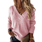 Brielle | Women's Relaxed V-Neck Oversized Jumper, Chunky Knit Sweater | Animated Apparel