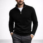 Burkhard | Men's Jumper with Zip, Structured Jumper | Everlasting Boutique | Black