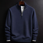 Burkhard | Men's Jumper with Zip, Structured Jumper | Everlasting Boutique | Black