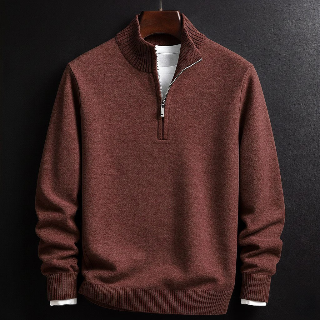 Burkhard | Men's Jumper with Zip, Structured Jumper | Everlasting Boutique | Black