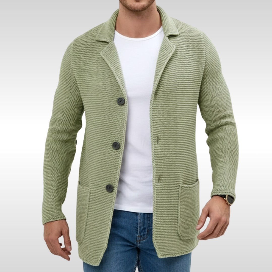 Caleb | Men's Textured Knit Cardigan, Relaxed-Fit Everyday Cardigan | Everlasting Boutique | Green