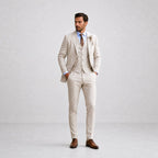 Callum | Men's Linen Three-Piece Suit with Waistcoat, Tailored Blazer Suit | Everlasting Boutique | Black