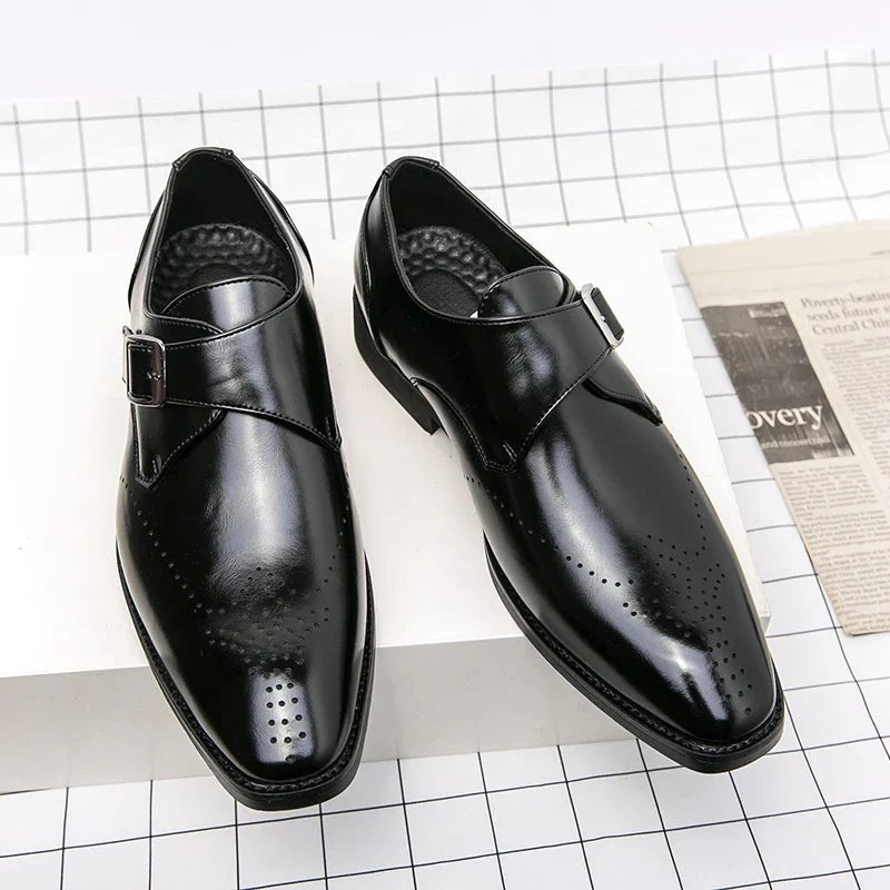 Cameron | Men's Dress Shoes with Single Strap Buckle, Formal Strap Loafers | Animated Apparel