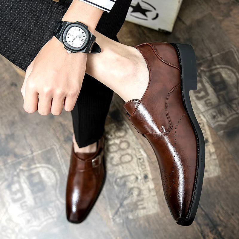 Cameron | Men's Dress Shoes with Single Strap Buckle, Formal Strap Loafers | Animated Apparel