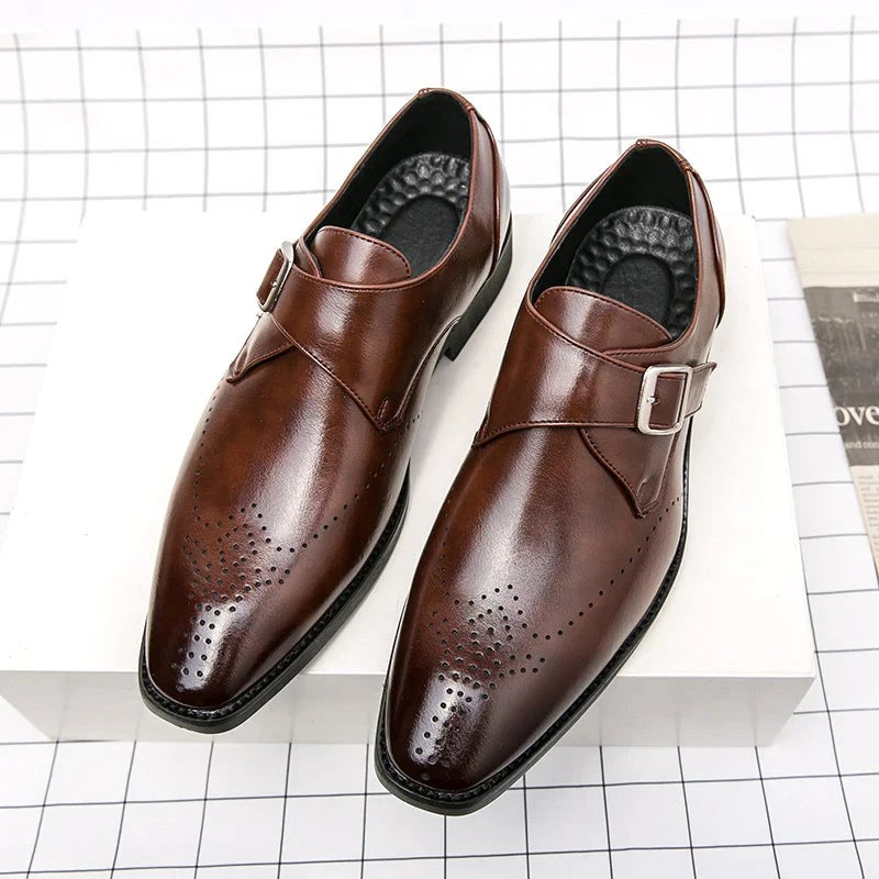 Cameron | Men's Dress Shoes with Single Strap Buckle, Formal Strap Loafers | Animated Apparel