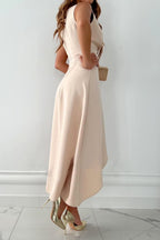 Camilla | Women's Wrap-Front Maxi Dress, Asymmetric Drapery Evening Dress | Everlasting Boutique