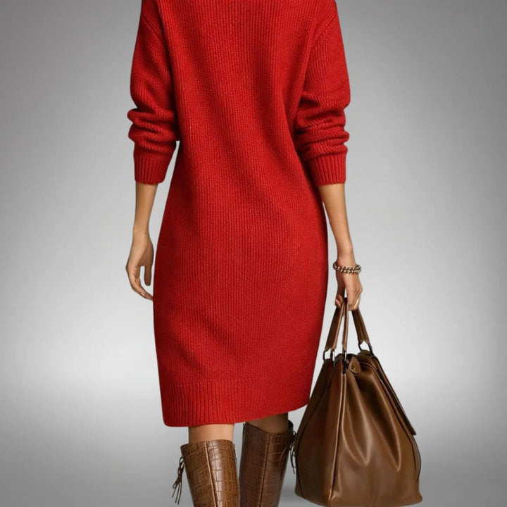 Celine | Women's Wool Mix Knit Polo Dress, Elegant Autumn Coat | Everlasting Boutique
