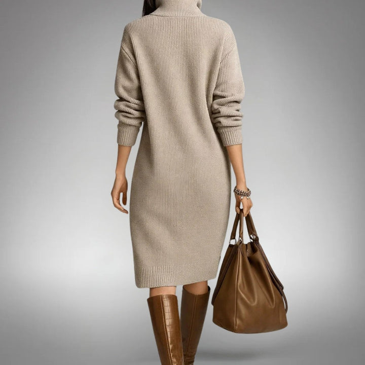 Celine | Women's Wool Mix Knit Polo Dress, Elegant Autumn Coat | Everlasting Boutique