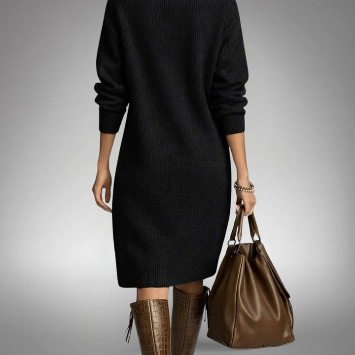 Celine | Women's Wool Mix Knit Polo Dress, Elegant Autumn Coat | Everlasting Boutique