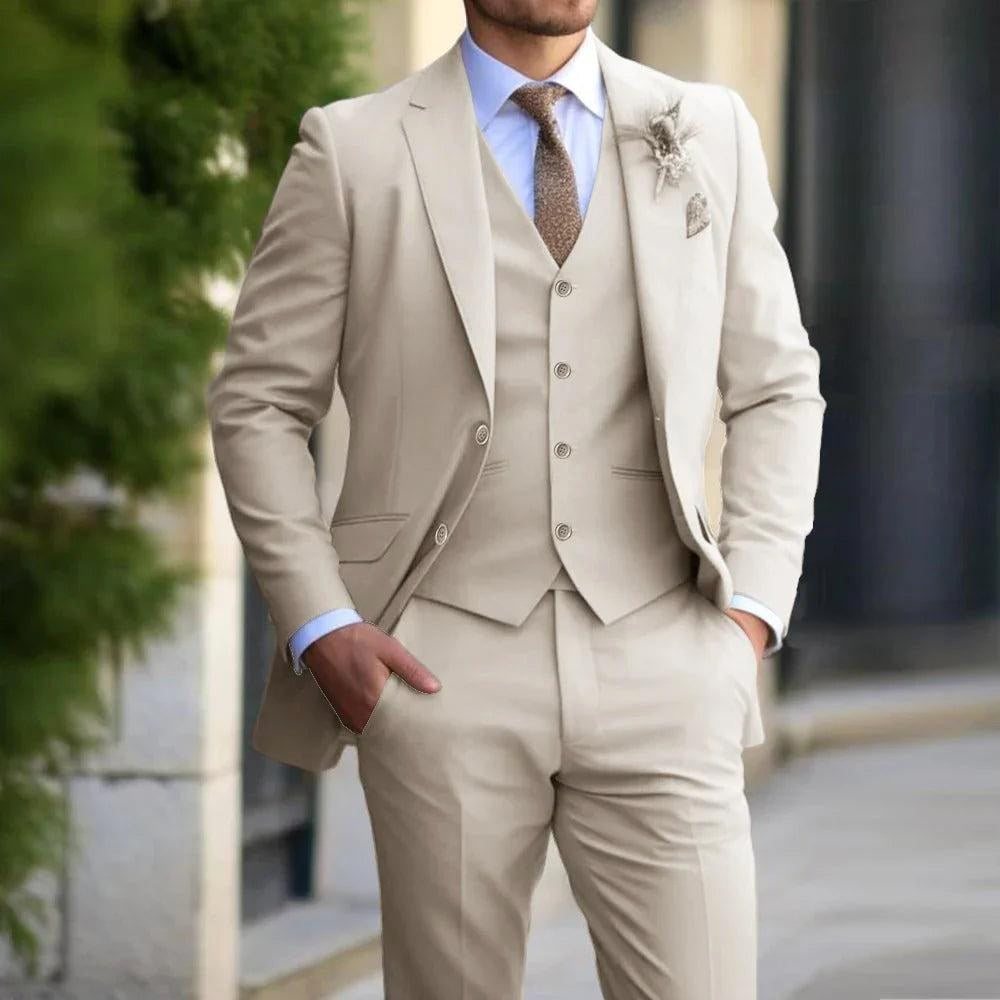 Charlie | Men's Three-Piece Tailored Suit, Blazer Waistcoat and Trousers | Everlasting Boutique