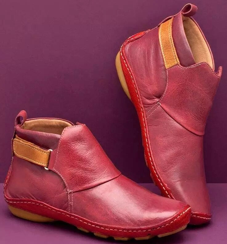 Charlotte | Women's Orthopaedic Ankle Boots, Perfect for Autumn Walks | Everlasting Boutique | Red