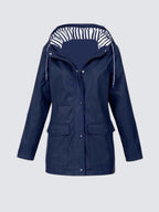 Christine | Women's Waterproof Lightweight Windbreaker Jacket, Water-Resistant Outdoor Jacket | Everlasting Boutique | Marine Blue