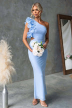 Claudine | Women's One-Shoulder Maxi Dress with Ruffled Detail, Flowing Autumn Maxi Dress | Everlasting Boutique