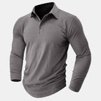Claus | Men's Long-Sleeve Polo Shirt, Modern Polo Shirt | Everlasting Boutique | Grey