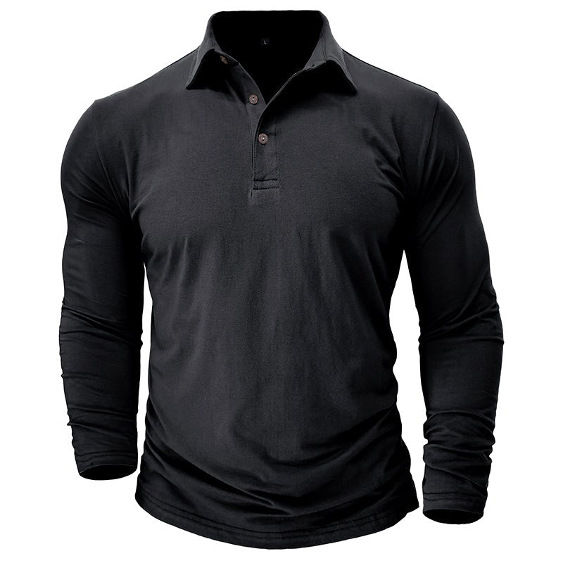 Claus | Men's Long-Sleeve Polo Shirt, Modern Polo Shirt | Everlasting Boutique | Navy Blue
