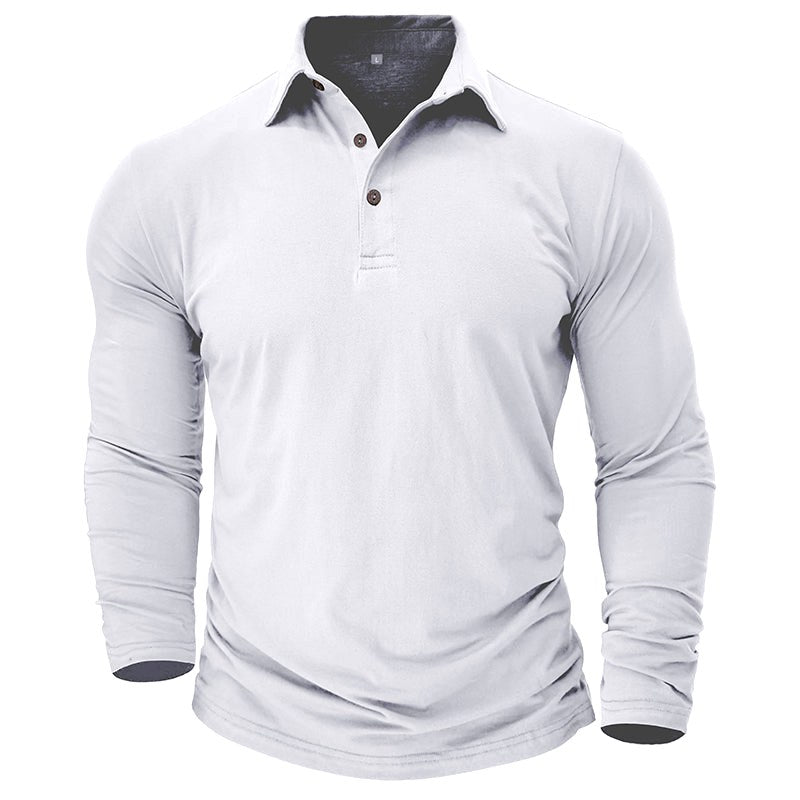 Claus | Men's Long-Sleeve Polo Shirt, Modern Polo Shirt | Everlasting Boutique | Military Green