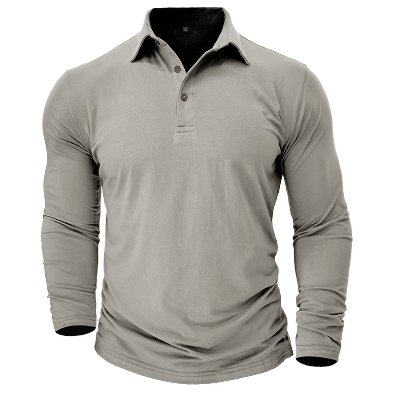 Claus | Men's Long-Sleeve Polo Shirt, Modern Polo Shirt | Everlasting Boutique | Military Green