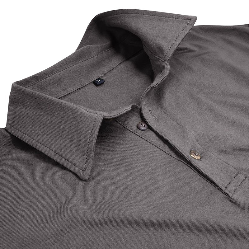 Claus | Men's Long-Sleeve Polo Shirt, Modern Polo Shirt | Everlasting Boutique | Black