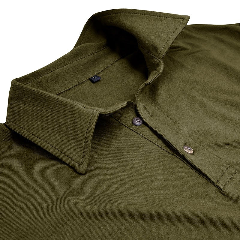 Claus | Men's Long-Sleeve Polo Shirt, Modern Polo Shirt | Everlasting Boutique | Black