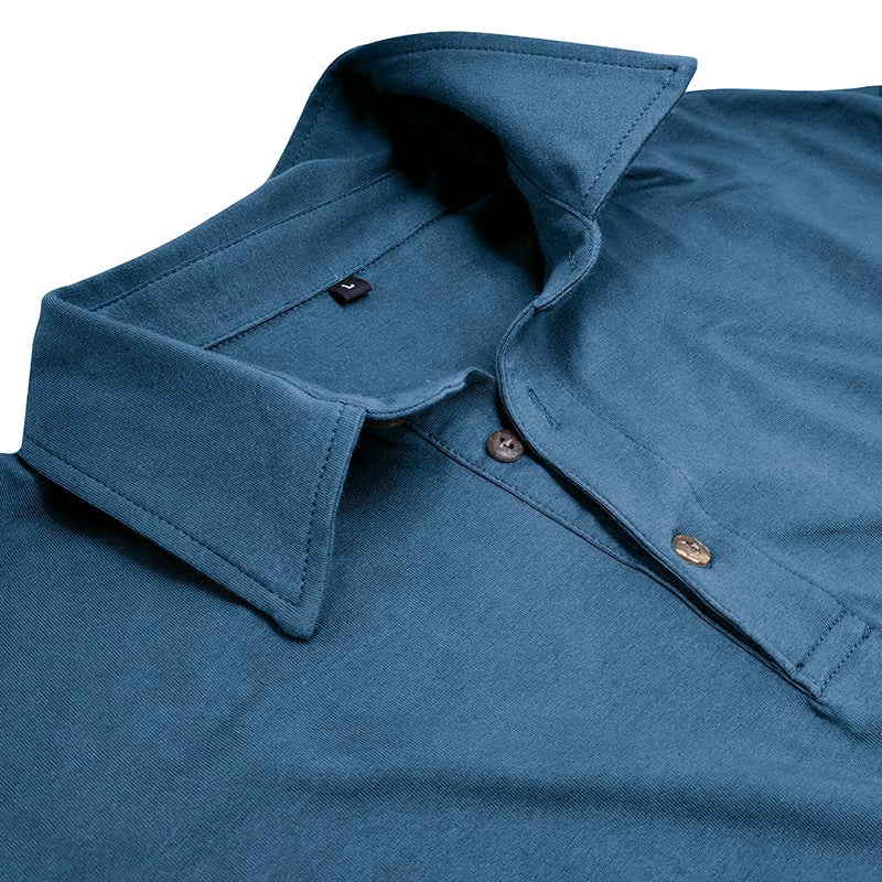 Claus | Men's Long-Sleeve Polo Shirt, Modern Polo Shirt | Everlasting Boutique | Black