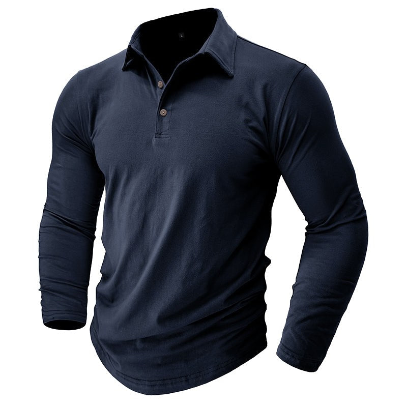 Claus | Men's Long-Sleeve Polo Shirt, Modern Polo Shirt | Everlasting Boutique | Grey