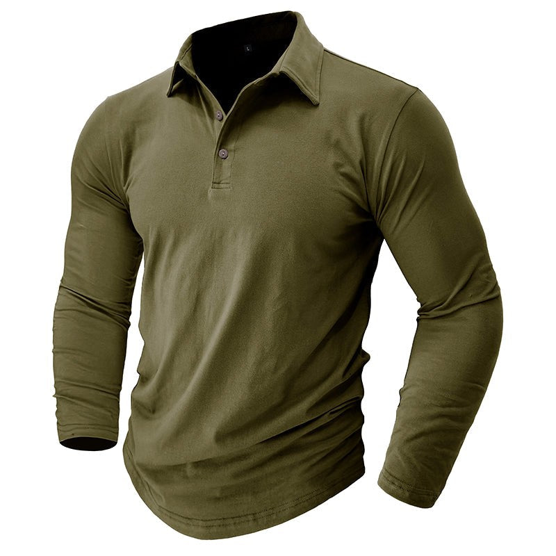 Claus | Men's Long-Sleeve Polo Shirt, Modern Polo Shirt | Everlasting Boutique | Grey